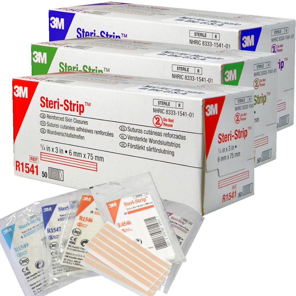 [100-965] Bande de rapprochement ou suture cutanées adhésive Steri-Strip (0.64 cm x 3.81 cm (0.25" x 1.50"))