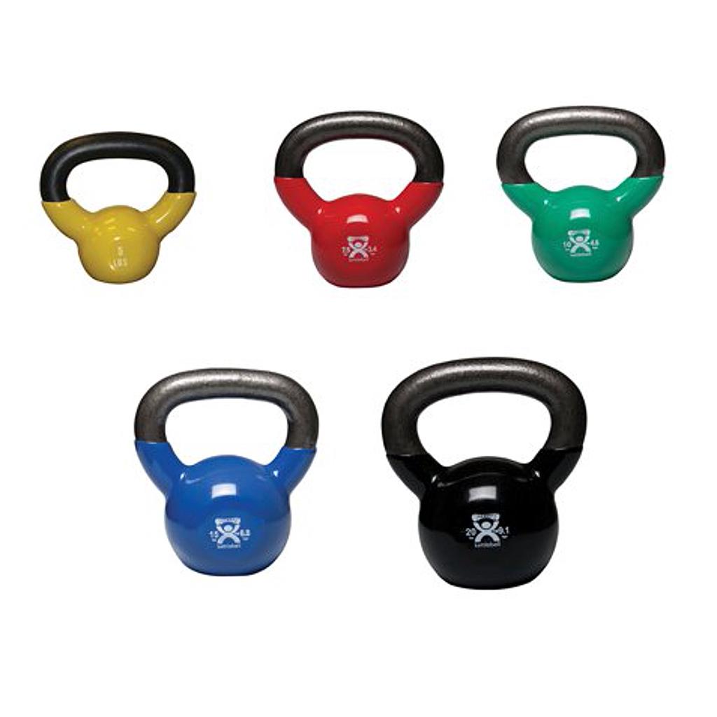 [111-091] Vinyl coated, color-coded cast iron kettlebells (2.27 Kg (5.00 lbs))
