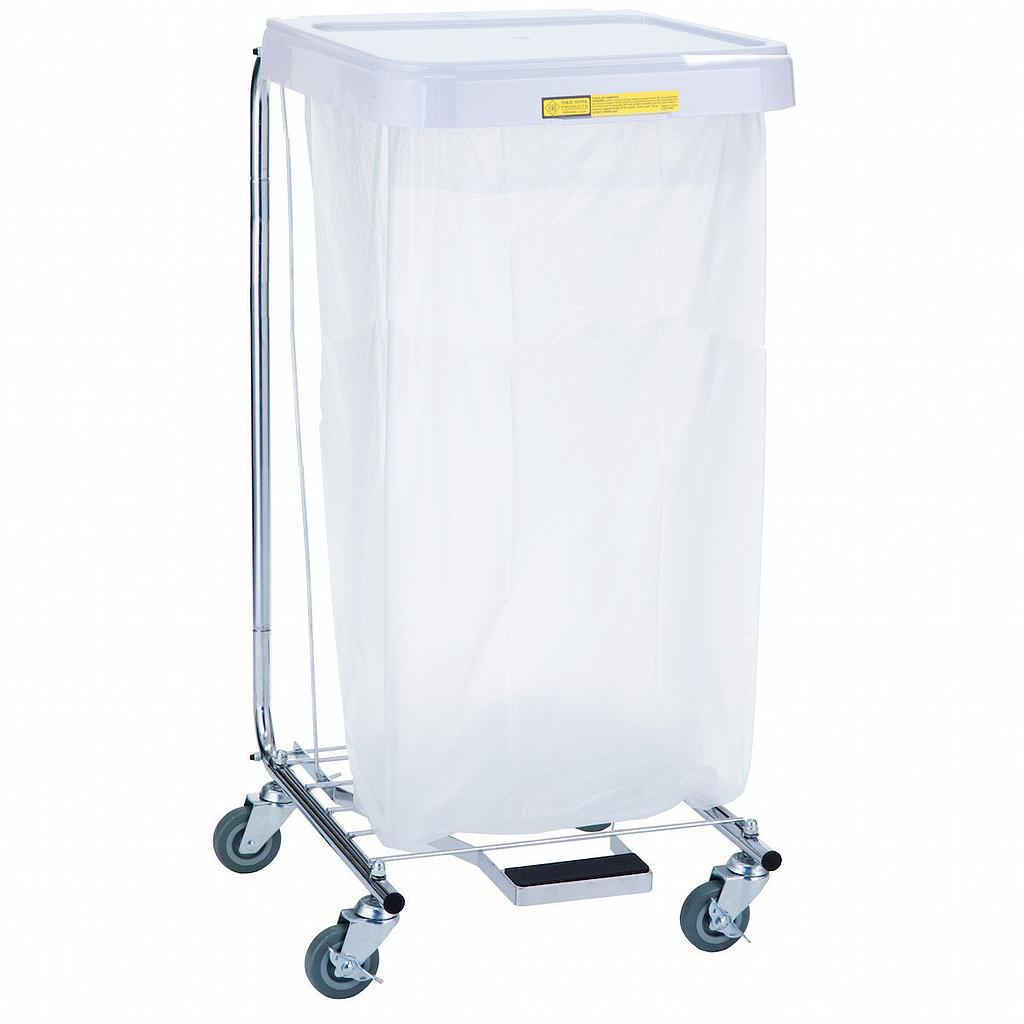 Mobile laundry bag rack with cover and pedal
