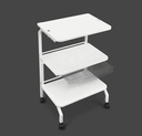 TX3 trolley with three shelves, casters, drawer and power bar