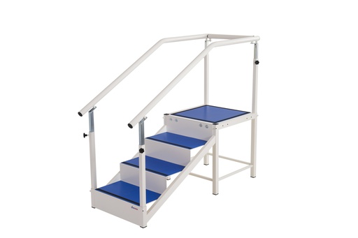 [121-911] 3-step training staircase with lacquered steel handrails
